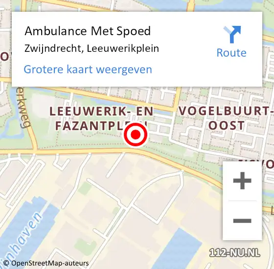 Locatie op kaart van de 112 melding: Ambulance Met Spoed Naar Zwijndrecht, Leeuwerikplein op 21 december 2023 23:18