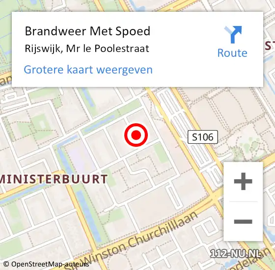 Locatie op kaart van de 112 melding: Brandweer Met Spoed Naar Rijswijk, Mr le Poolestraat op 21 december 2023 23:38