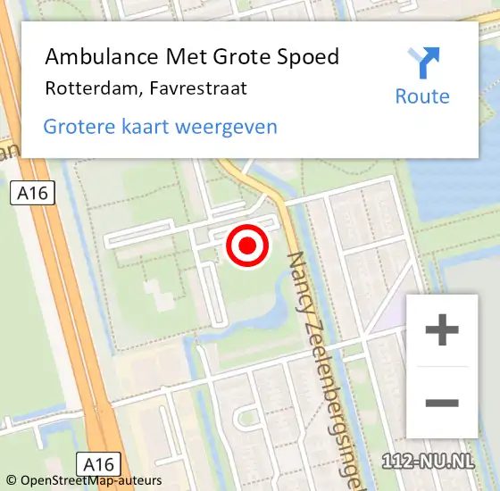 Locatie op kaart van de 112 melding: Ambulance Met Grote Spoed Naar Rotterdam, Favrestraat op 21 december 2023 23:39