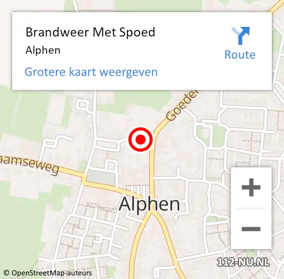 Locatie op kaart van de 112 melding: Brandweer Met Spoed Naar Alphen op 21 december 2023 23:58