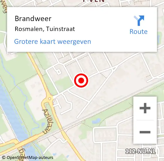 Locatie op kaart van de 112 melding: Brandweer Rosmalen, Tuinstraat op 19 september 2014 11:26