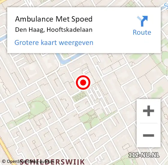 Locatie op kaart van de 112 melding: Ambulance Met Spoed Naar Den Haag, Hooftskadelaan op 22 december 2023 00:08