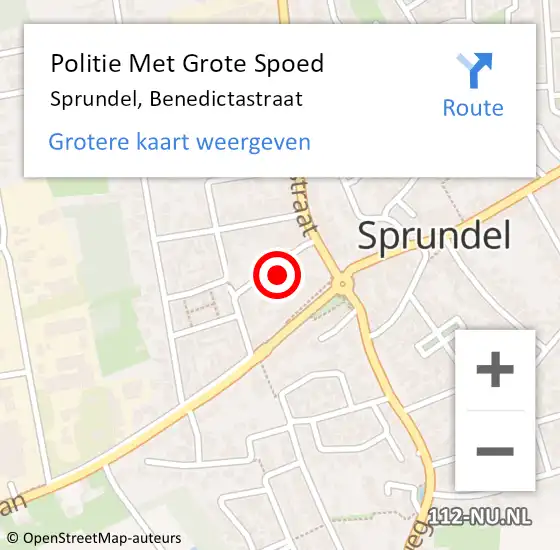 Locatie op kaart van de 112 melding: Politie Met Grote Spoed Naar Sprundel, Benedictastraat op 22 december 2023 00:13