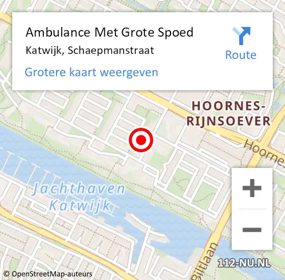 Locatie op kaart van de 112 melding: Ambulance Met Grote Spoed Naar Katwijk, Schaepmanstraat op 22 december 2023 00:36