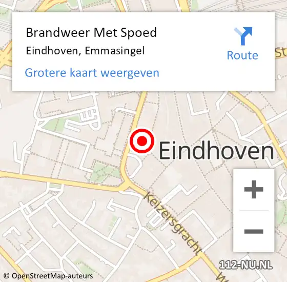 Locatie op kaart van de 112 melding: Brandweer Met Spoed Naar Eindhoven, Emmasingel op 22 december 2023 00:42