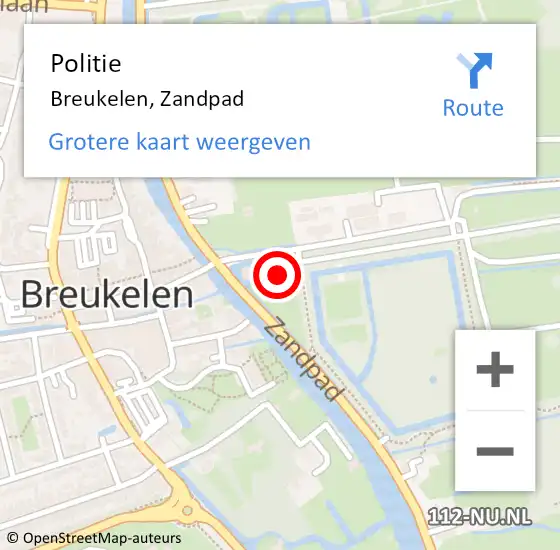 Locatie op kaart van de 112 melding: Politie Breukelen, Zandpad op 22 december 2023 01:15