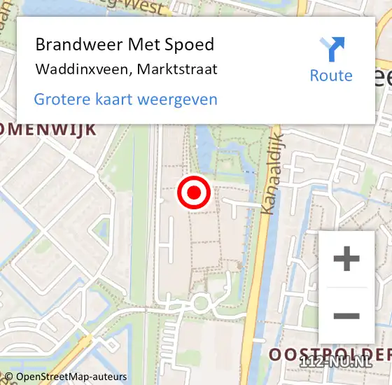 Locatie op kaart van de 112 melding: Brandweer Met Spoed Naar Waddinxveen, Marktstraat op 22 december 2023 02:14