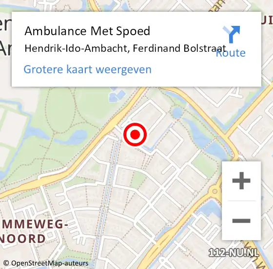 Locatie op kaart van de 112 melding: Ambulance Met Spoed Naar Hendrik-Ido-Ambacht, Ferdinand Bolstraat op 22 december 2023 02:19