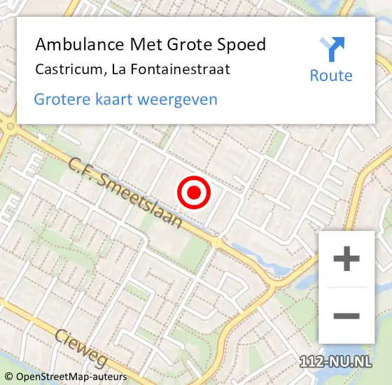 Locatie op kaart van de 112 melding: Ambulance Met Grote Spoed Naar Castricum, La Fontainestraat op 22 december 2023 02:20