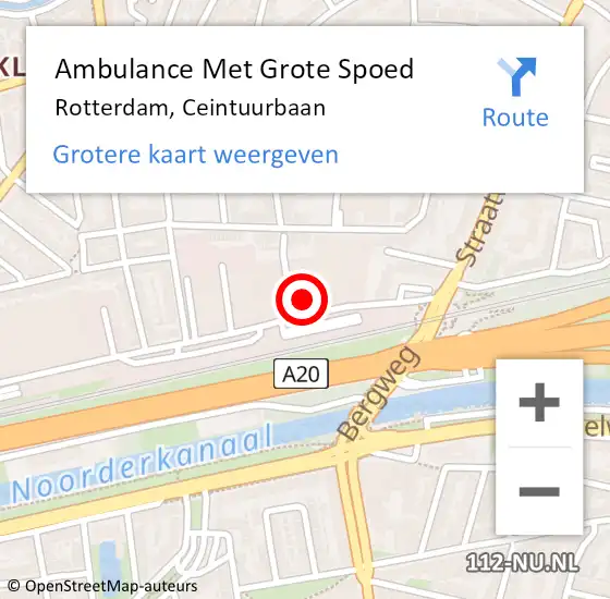 Locatie op kaart van de 112 melding: Ambulance Met Grote Spoed Naar Rotterdam, Ceintuurbaan op 22 december 2023 03:14