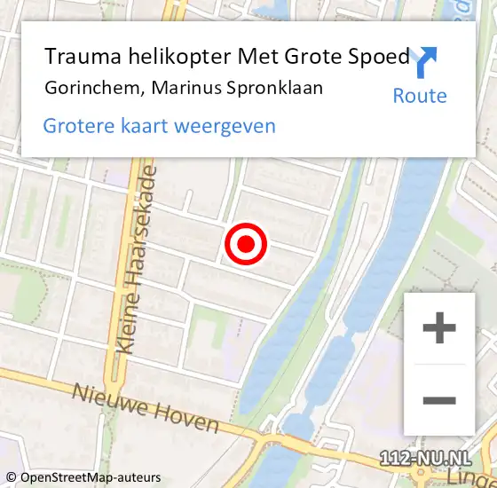 Locatie op kaart van de 112 melding: Trauma helikopter Met Grote Spoed Naar Gorinchem, Marinus Spronklaan op 22 december 2023 03:37
