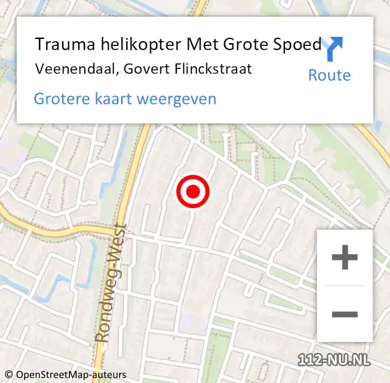 Locatie op kaart van de 112 melding: Trauma helikopter Met Grote Spoed Naar Veenendaal, Govert Flinckstraat op 22 december 2023 04:07