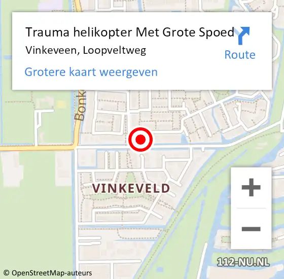Locatie op kaart van de 112 melding: Trauma helikopter Met Grote Spoed Naar Vinkeveen, Loopveltweg op 22 december 2023 06:16
