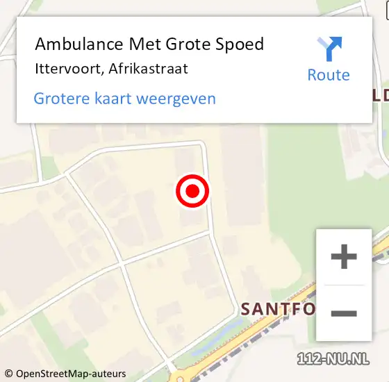 Locatie op kaart van de 112 melding: Ambulance Met Grote Spoed Naar Ittervoort, Afrikastraat op 22 december 2023 07:36