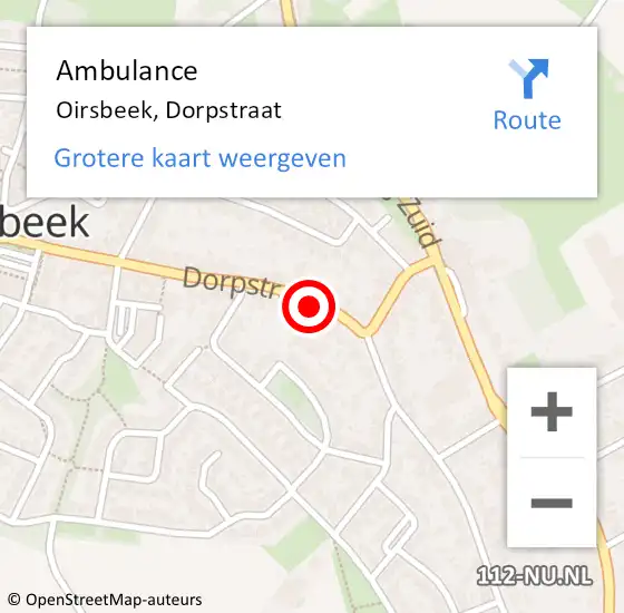 Locatie op kaart van de 112 melding: Ambulance Oirsbeek, Dorpstraat op 19 september 2014 11:48