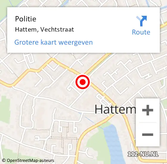 Locatie op kaart van de 112 melding: Politie Hattem, Vechtstraat op 22 december 2023 08:22