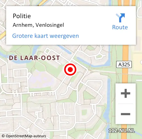 Locatie op kaart van de 112 melding: Politie Arnhem, Venlosingel op 22 december 2023 08:25