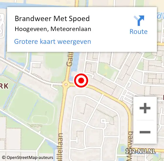 Locatie op kaart van de 112 melding: Brandweer Met Spoed Naar Hoogeveen, Meteorenlaan op 22 december 2023 08:57