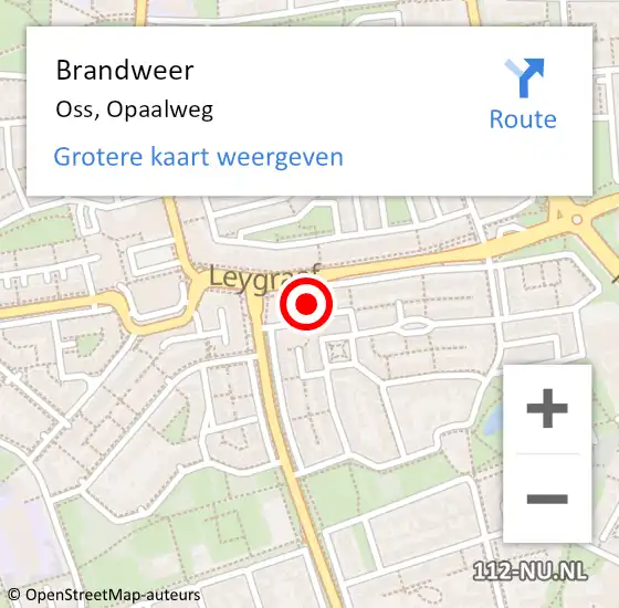 Locatie op kaart van de 112 melding: Brandweer Oss, Opaalweg op 22 december 2023 08:58