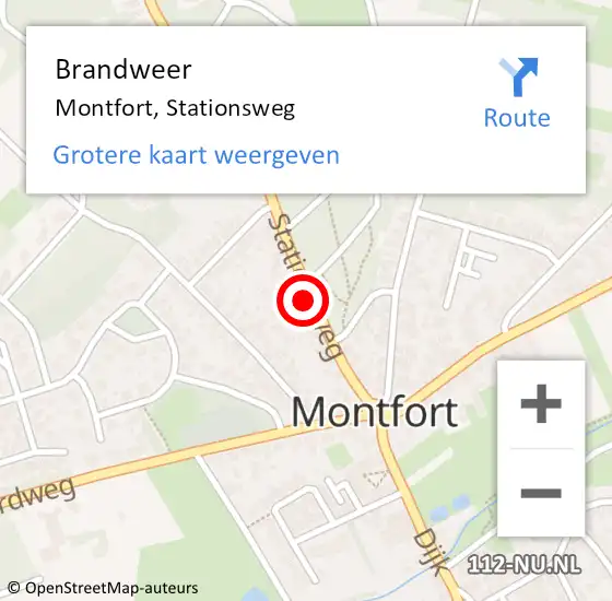 Locatie op kaart van de 112 melding: Brandweer Montfort, Stationsweg op 22 december 2023 09:18