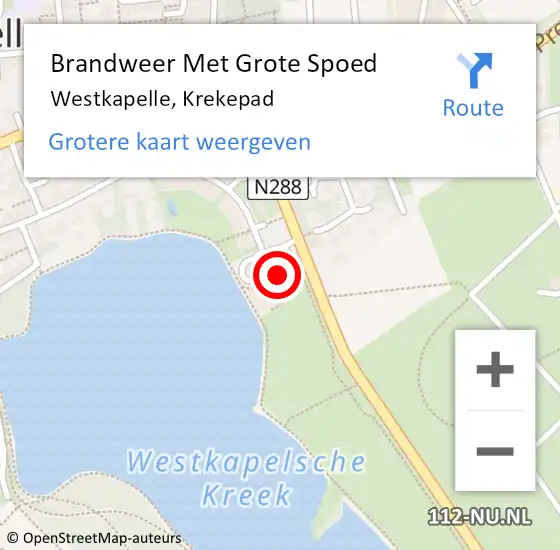 Locatie op kaart van de 112 melding: Brandweer Met Grote Spoed Naar Westkapelle, Krekepad op 22 december 2023 10:09