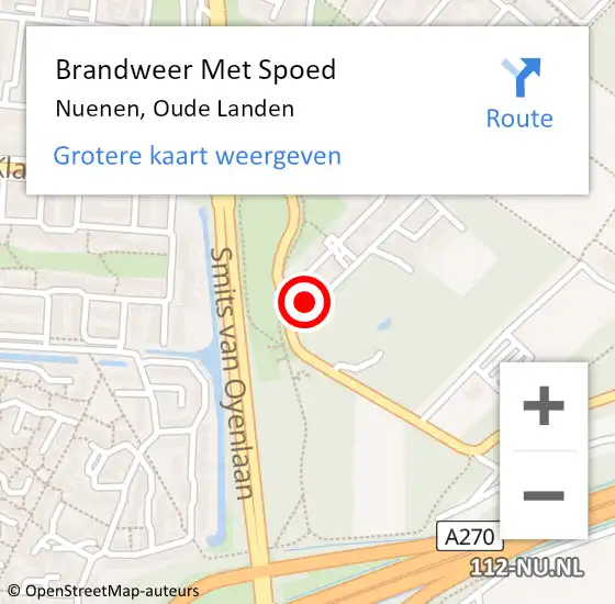 Locatie op kaart van de 112 melding: Brandweer Met Spoed Naar Nuenen, Oude Landen op 22 december 2023 13:23