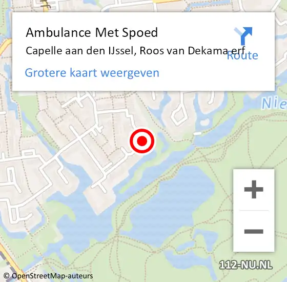 Locatie op kaart van de 112 melding: Ambulance Met Spoed Naar Capelle aan den IJssel, Roos van Dekama erf op 22 december 2023 13:32