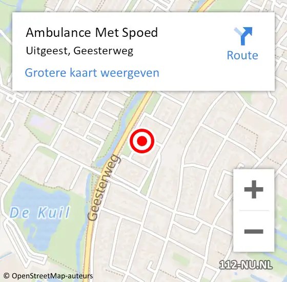 Locatie op kaart van de 112 melding: Ambulance Met Spoed Naar Uitgeest, Geesterweg op 22 december 2023 13:41