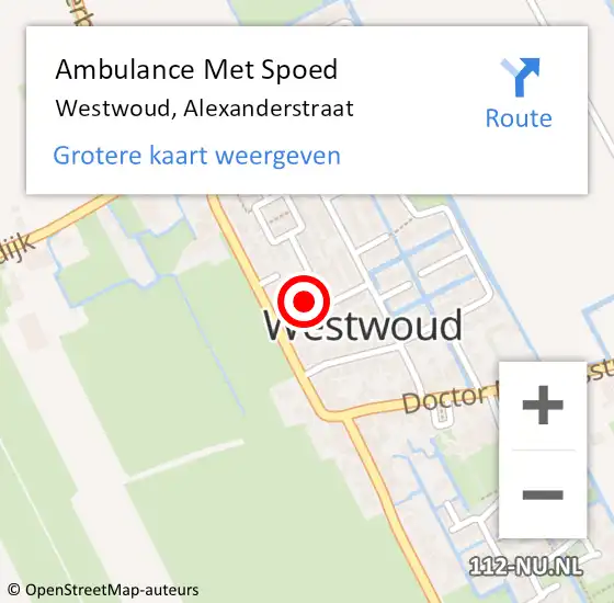 Locatie op kaart van de 112 melding: Ambulance Met Spoed Naar Westwoud, Alexanderstraat op 22 december 2023 13:46