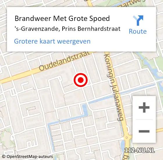 Locatie op kaart van de 112 melding: Brandweer Met Grote Spoed Naar 's-Gravenzande, Prins Bernhardstraat op 22 december 2023 13:58