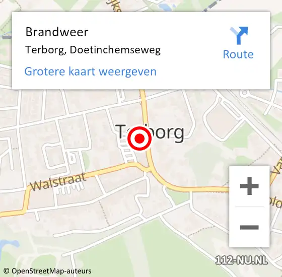 Locatie op kaart van de 112 melding: Brandweer Terborg, Doetinchemseweg op 22 december 2023 14:03