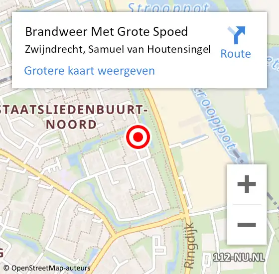 Locatie op kaart van de 112 melding: Brandweer Met Grote Spoed Naar Zwijndrecht, Samuel van Houtensingel op 22 december 2023 14:40