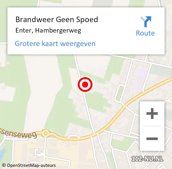 Locatie op kaart van de 112 melding: Brandweer Geen Spoed Naar Enter, Hambergerweg op 22 december 2023 14:59