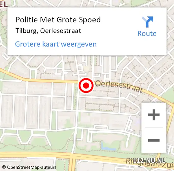 Locatie op kaart van de 112 melding: Politie Met Grote Spoed Naar Tilburg, Oerlesestraat op 22 december 2023 15:08