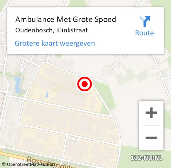 Locatie op kaart van de 112 melding: Ambulance Met Grote Spoed Naar Oudenbosch, Klinkstraat op 19 september 2014 12:09