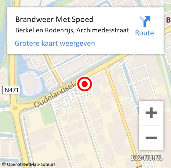 Locatie op kaart van de 112 melding: Brandweer Met Spoed Naar Berkel en Rodenrijs, Archimedesstraat op 22 december 2023 15:39