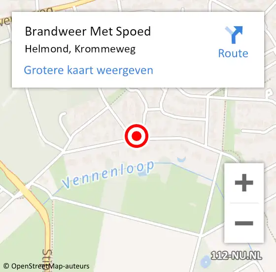 Locatie op kaart van de 112 melding: Brandweer Met Spoed Naar Helmond, Krommeweg op 22 december 2023 15:40