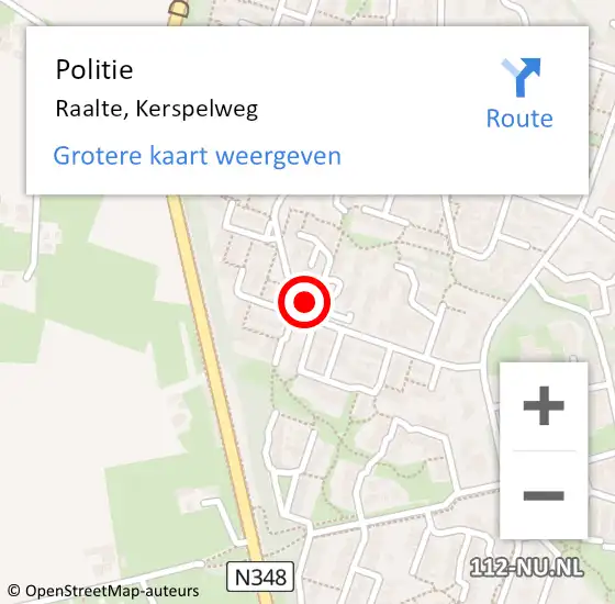 Locatie op kaart van de 112 melding: Politie Raalte, Kerspelweg op 22 december 2023 15:44