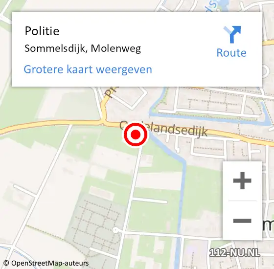 Locatie op kaart van de 112 melding: Politie Sommelsdijk, Molenweg op 22 december 2023 15:48