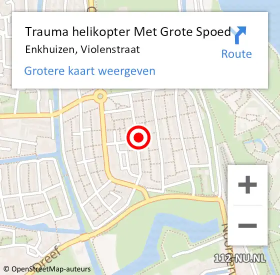 Locatie op kaart van de 112 melding: Trauma helikopter Met Grote Spoed Naar Enkhuizen, Violenstraat op 22 december 2023 15:48