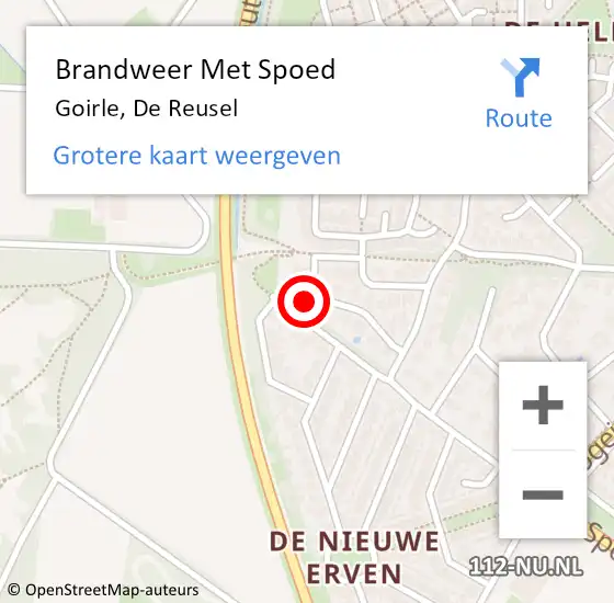 Locatie op kaart van de 112 melding: Brandweer Met Spoed Naar Goirle, De Reusel op 22 december 2023 15:52