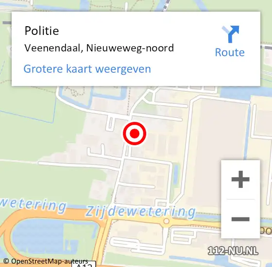 Locatie op kaart van de 112 melding: Politie Veenendaal, Nieuweweg-noord op 22 december 2023 15:53