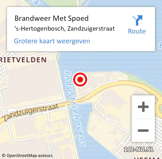 Locatie op kaart van de 112 melding: Brandweer Met Spoed Naar 's-Hertogenbosch, Zandzuigerstraat op 22 december 2023 16:19