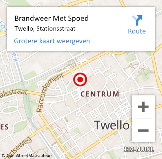 Locatie op kaart van de 112 melding: Brandweer Met Spoed Naar Twello, Stationsstraat op 22 december 2023 16:22