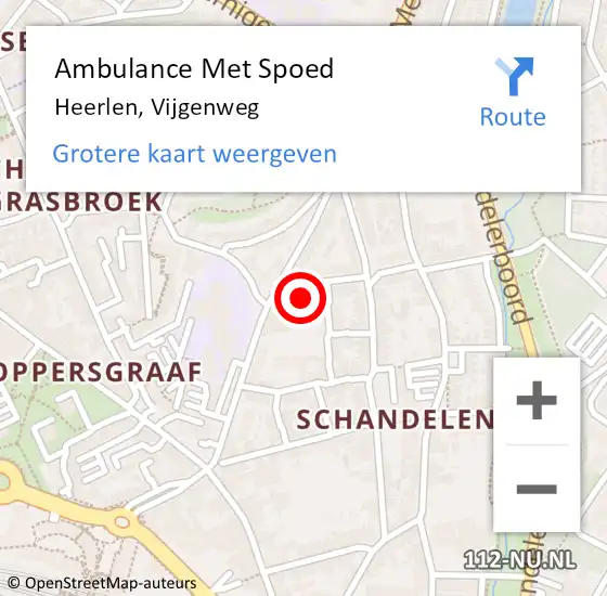 Locatie op kaart van de 112 melding: Ambulance Met Spoed Naar Heerlen, Vijgenweg op 19 september 2014 12:19