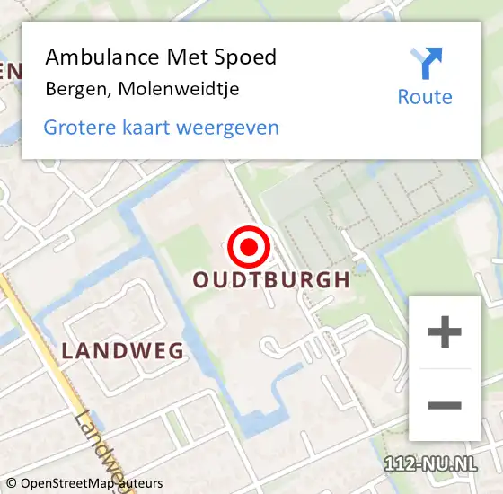 Locatie op kaart van de 112 melding: Ambulance Met Spoed Naar Bergen, Molenweidtje op 22 december 2023 16:47