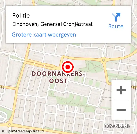 Locatie op kaart van de 112 melding: Politie Eindhoven, Generaal Cronjéstraat op 22 december 2023 16:47