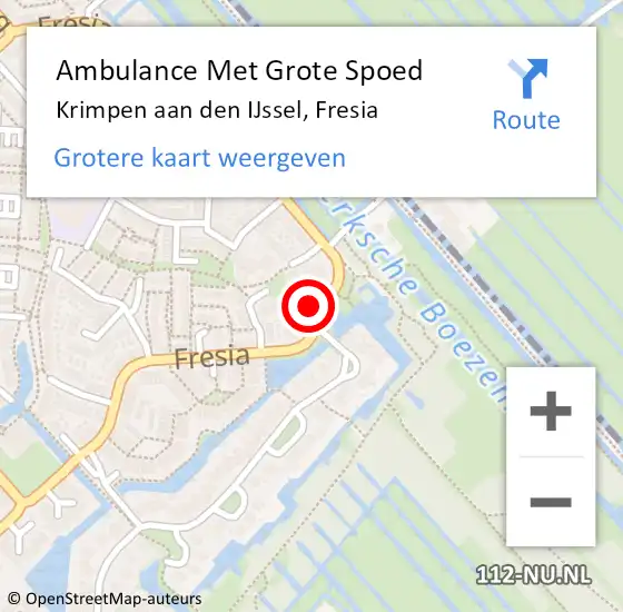 Locatie op kaart van de 112 melding: Ambulance Met Grote Spoed Naar Krimpen aan den IJssel, Fresia op 22 december 2023 16:53