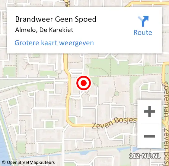 Locatie op kaart van de 112 melding: Brandweer Geen Spoed Naar Almelo, De Karekiet op 22 december 2023 16:54