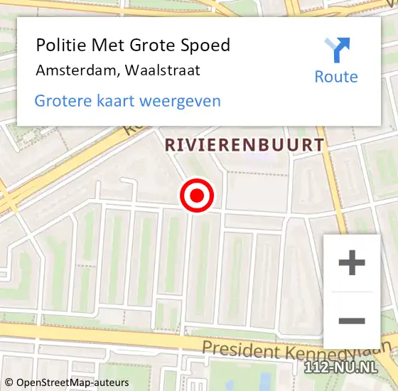 Locatie op kaart van de 112 melding: Politie Met Grote Spoed Naar Amsterdam, Waalstraat op 22 december 2023 17:02